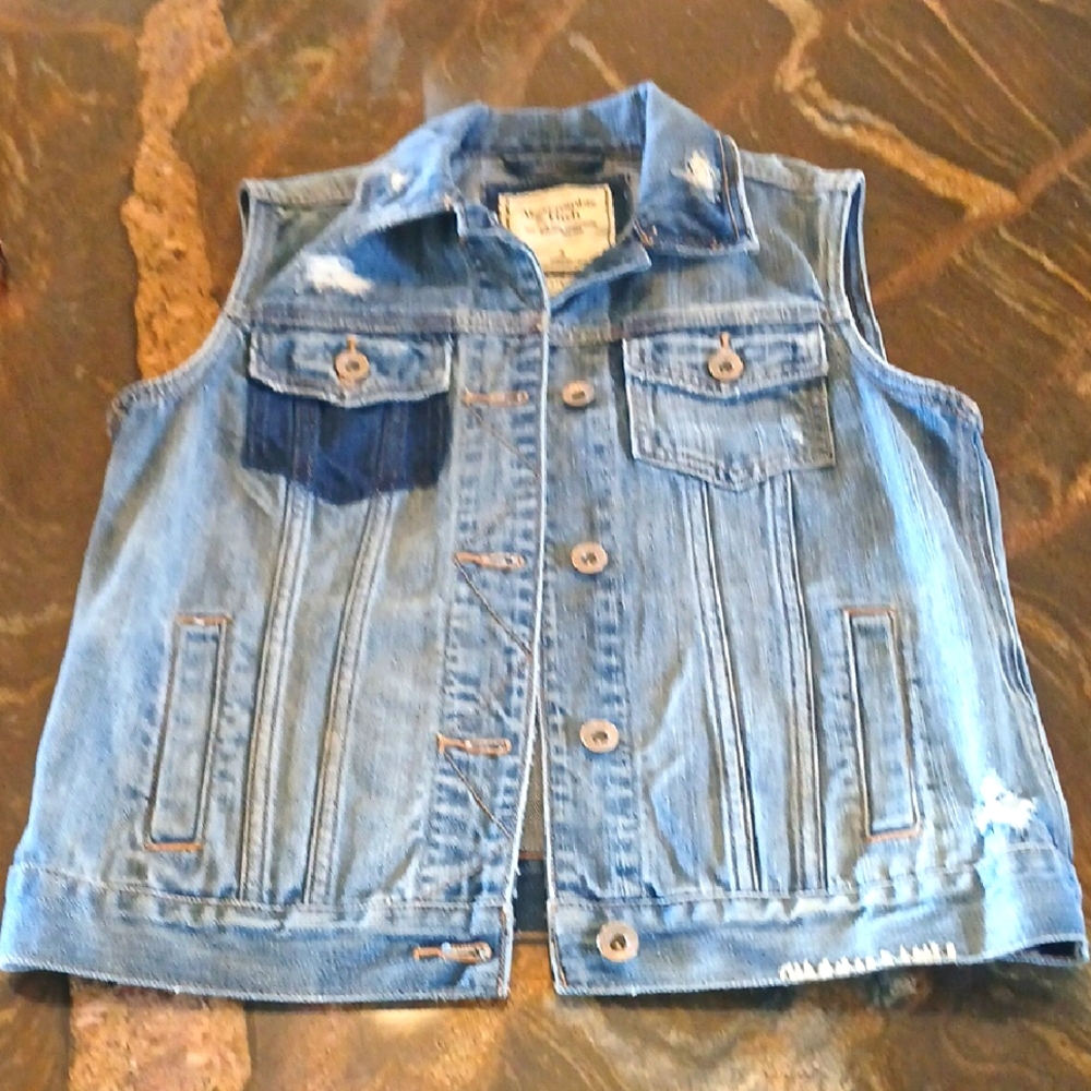 Abercrombie & Fitch Blue Denim Vest